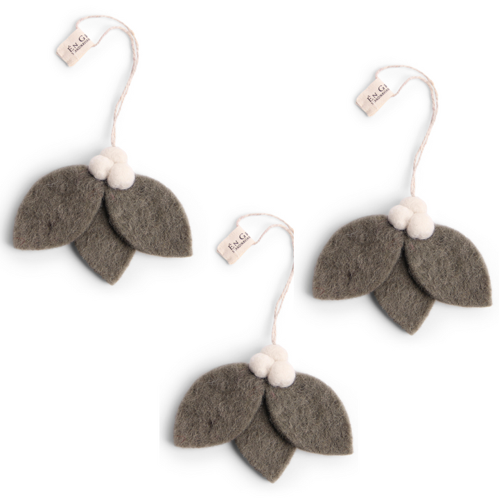 Felt Christmas Tree Decoration - Silver Foliage (Set of 3)